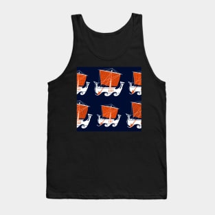 Ancient Hebrew Fishing Vessel Orange Blue Tank Top